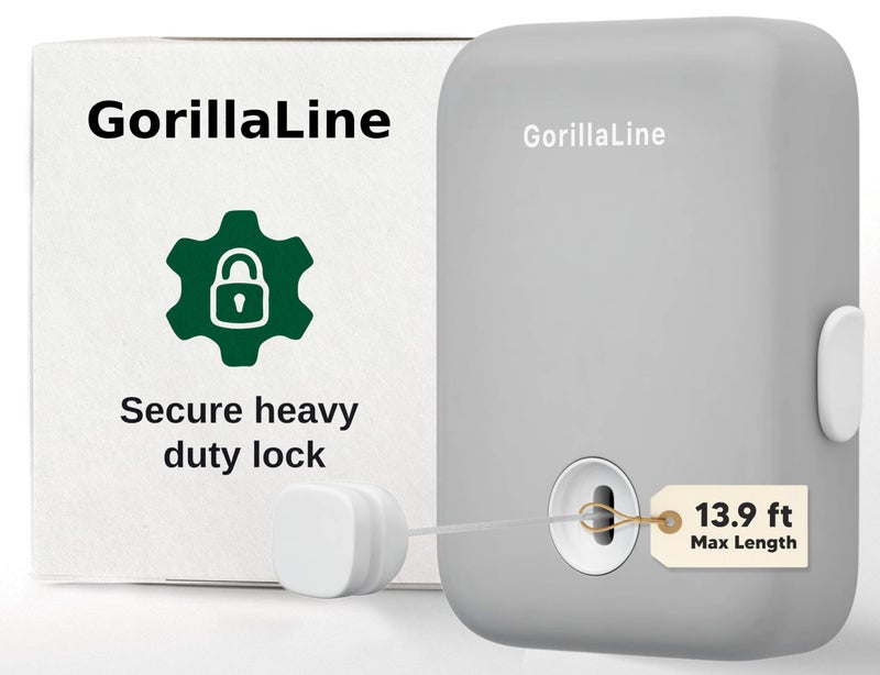 GorillaLine - Retractable Clothesline Indoor Outdoor Clothes Line - Heavy Duty Clothes Drying Laundry Line - Wall Mounted Drying Rack - Air Dry Clothing - Image 1